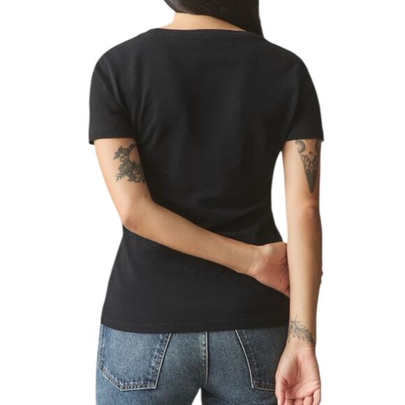 NWOT American Giant Women’s Premium Slub V Neck Tee Black Women’s Size Medium - Picture 2 of 7